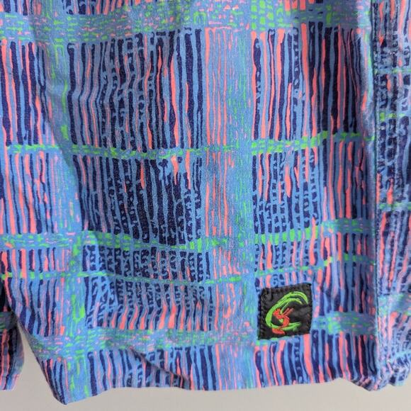 Men's Vintage O'Neil Swim Trunks Neon Blue Pink Oversized  34 Made in USA - Picture 2 of 7